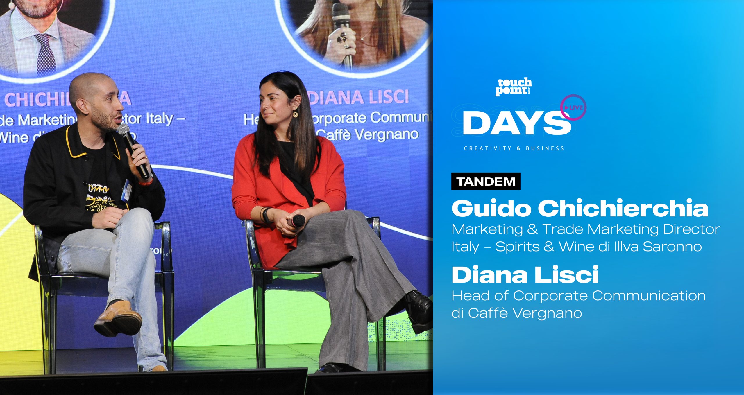 Touchpoint Days identity 2026. Tandem Ambasciatori del Made in Italy. Guido Chichierchia e Diana Lisci